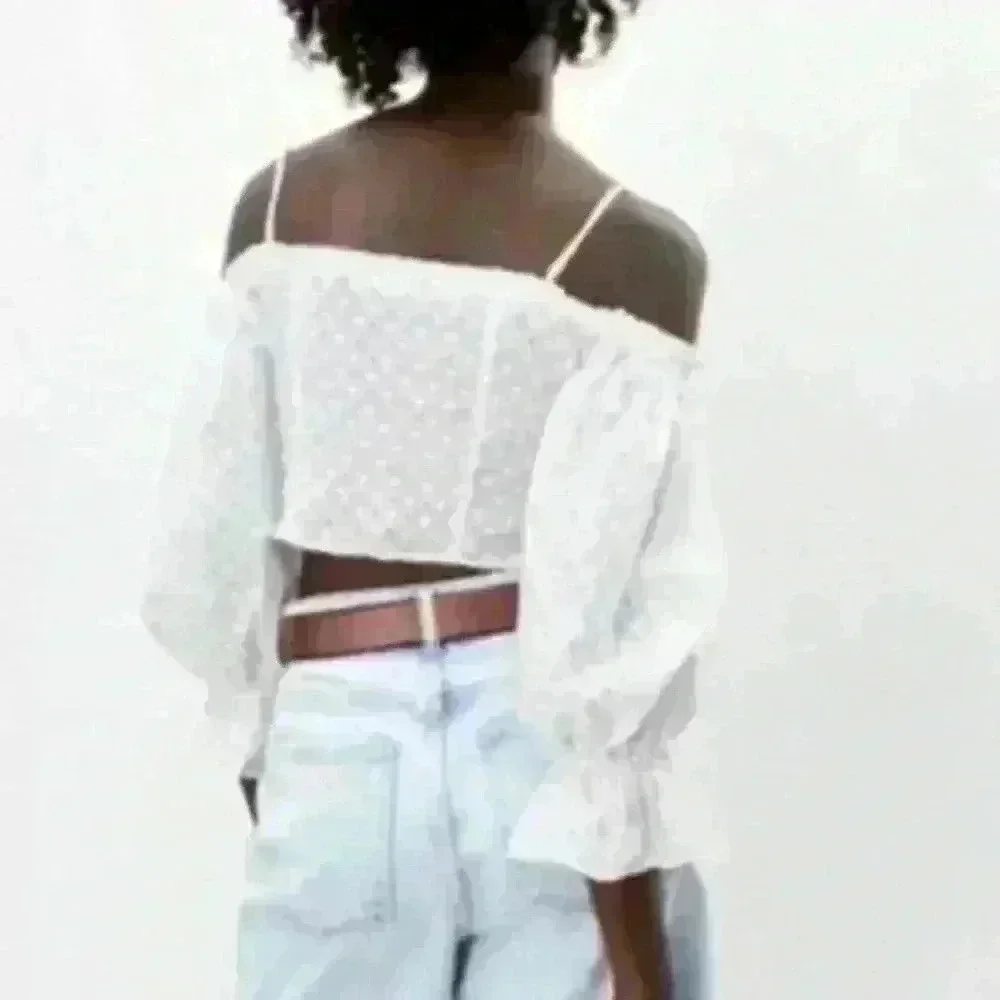 Zara Embroidered Eyelet Crop Top Small (Medium) coquette girl cottagecore whimsy - Picture 9 of 9